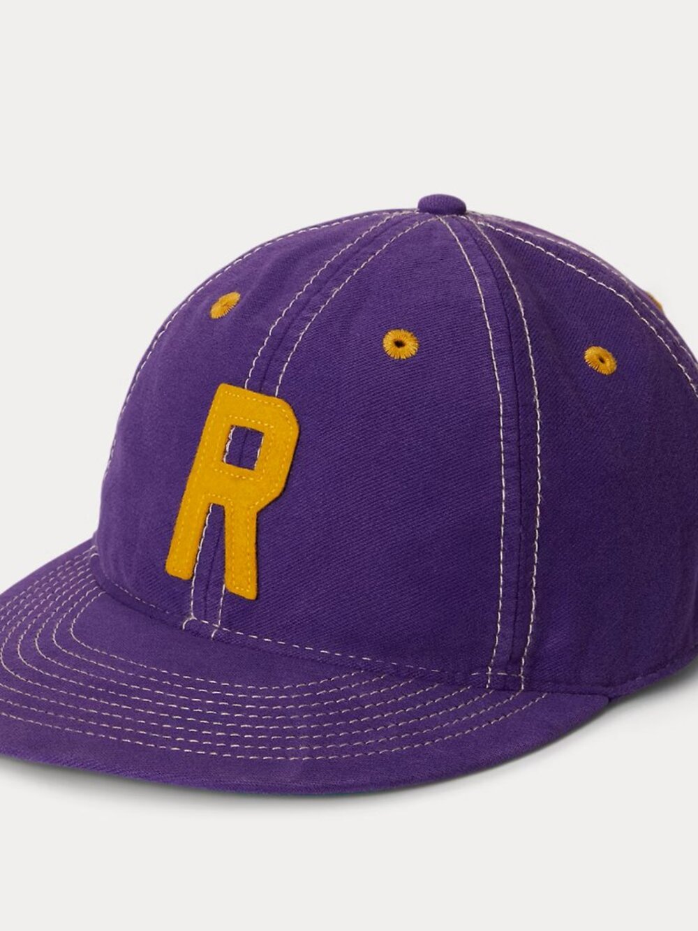 NWT Polo Ralph Lauren Opulent Purple Felt Chamois Cap with Yellow-Gold "R" patch